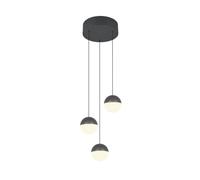 Suspension LED minimaliste noire ronde, boules anthracite-blanc, 5W 3000K