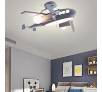 Suspension LED Moderne à Intensité Variable pour Chambre d'enfant, Lampe Suspendue Tricolore en Forme d'avion, Design Créatif pour Garçon, éclaira, Gray 70cm, Tricolor dimming