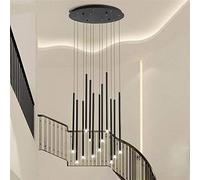 Suspension LED Moderne à Tube Long, pivotante, pour escalier, éclairage réglable, Grande Lampe Suspendue de Style Nordique pour intérieur (Couleur : Noir, 8 lumières, Taille : Cool)