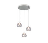 Suspension LED moderne grise ronde ? 3 abat-jour en verre décoratif, 8W CCT