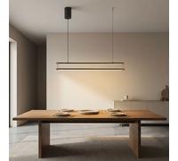 Suspension LED Moderne Lampe à suspendre noire dorée Lampe de salle à manger Suspension, métal alu, 30W 1800Lm blanc chaud, LxlxH 84x9x150 cm
