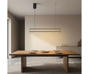 Suspension LED Moderne Lampe à suspendre noire dorée Lampe de salle à manger Suspension, métal alu, 30W 1800Lm blanc chaud, LxlxH 84x9x150 cm