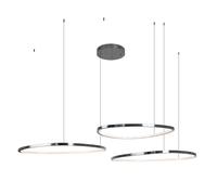 Suspension LED moderne noire à triple anneaux CAYENNE Maxlight 130W dimmable