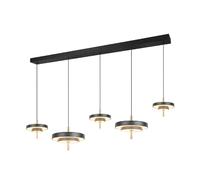 Suspension LED moderne noire et dorée, barre avec disques, 50W, CCT 2300-4000K