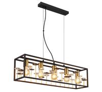 Suspension LED, plafonnier, lampe de salle à manger, réglable en hauteur, métal noir, H 120 cm