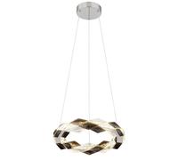 Suspension LED Plafonnier Métal Chrome Fumé Clair noble H 130 cm