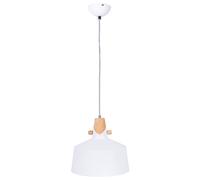 Suspension LED pour chambre à coucher, en métal blanc aspect bois, H 150 cm