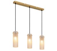 Suspension LED pour salle à manger à 3 ampoules, métal doré et verre, L 61 cm