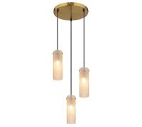 Suspension LED pour salle à manger à 3 ampoules, métal doré, H 120 cm