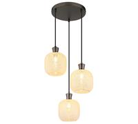 Suspension LED pour salle à manger à 3 ampoules, métal noir, H 120 cm