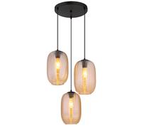 Suspension LED pour salle à manger à 3 ampoules, noire, en verre, H 120 cm