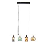 Suspension LED pour salle à manger à 4 ampoules, métal noir, H 150 cm