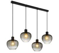 Suspension LED pour salle à manger, aspect fumé, verre noir, H 120 cm