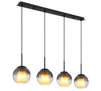 Suspension LED pour salle à manger, lampe suspendue à boules de verre couleur fumée, H 120 cm
