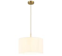 Suspension LED pour salon, couleur laiton, lin blanc, hauteur 120 cm