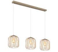 Suspension LED Retro Lampe à suspendre sable 3 flammes Lampe de salle à manger Abat-jour en treillis, métal, 3x 7W 630lm blanc chaud, LxlxH 84x18x150 cm
