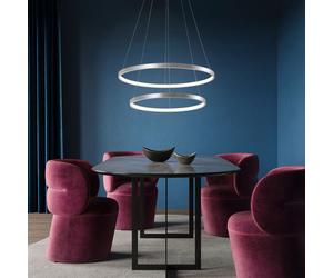 Suspension LED Ring-Design Lampe de salle à manger Réglable en hauteur Suspension anneaux, 45W 5330Lm blanc chaud, DxH 50x80-120 cm