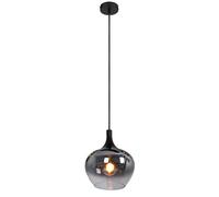Suspension LED Salle à manger Lampe à suspendre Salon Lampe de table à manger fumé Abat-jour en verre, métal noir, 1x E27 filament LED blanc chaud, DxH 24x120 cm