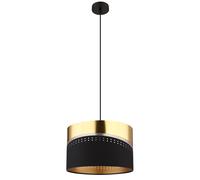 Suspension LED Salon E27 Noir Métal Textile H 120 cm