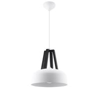 Sollux Lighting Lampe suspendue Casco SL.0387 1x60 W E27 blanc-noir bois Ø30 dimmable