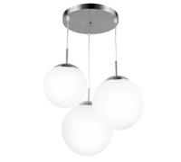 Suspension LED Sphères 3 flammes Lampe sphérique suspendue verre blanc Suspension lampe de table, nickel mat, 3x E27 LED blanc chaud, DxH 51,5x80 cm