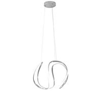 Suspension LED suspension incurvée, dimmable Plafonnier moderne suspendu, métal gris blanc, 23W 1840Lm blanc chaud, LxlxH 45x44x150 cm