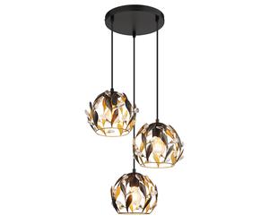 Suspension LED Table de salle à manger Lampe de salon noire à 3 flammes, métal doré, 3x 7W 3x 630lm blanc chaud, DxH 41x150 cm