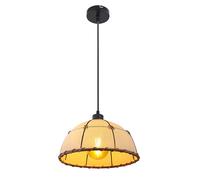 Suspension LED Textile beige Suspension décorée de coutures en corde de chanvre Lampe de salle à manger noire, métal, 6W 806Lm blanc chaud, DxH 30x120 cm