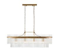 Suspension linéaire Art déco laiton antique verre 4xE14 Endon