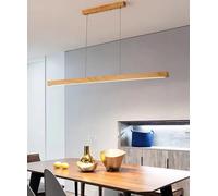 Suspension linéaire avec télécommande, lampe suspendue LED pour table à manger, en bois à intensité variable, design linéaire, lampe de table à manger, hauteur réglable, pour salle à manger, cuisine