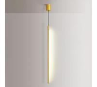 Suspension linéaire dorée, Tube Long, Lustre, plafonnier en métal doré pour Salon, Chambre, Chevet, Bureau, Restaurant (120 cm, Blanc Naturel)