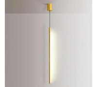 Suspension linéaire dorée, Tube Long, Lustre, plafonnier en métal doré pour Salon, Chambre, Chevet, Bureau, Restaurant (100 cm, Blanc Naturel)