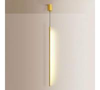 Suspension linéaire dorée, Tube Long, Lustre, plafonnier en métal doré pour Salon, Chambre, Chevet, Bureau, Restaurant (120 cm, Blanc Chaud)