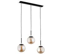 Suspension linéaire noire 3 globes verre E14 Alfa Sebia