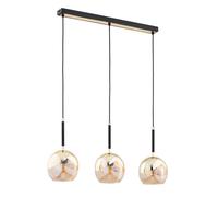 Suspension linéaire Prada Alfa noir/or 3 globes verre E27