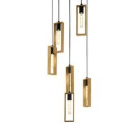Suspension Littleton, À 6 Lampes noir, bois clair