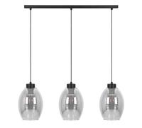Suspension loft noire linéaire 3 globes fumés E27 BALBO