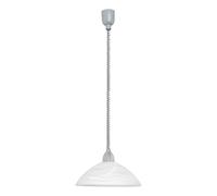 Eglo Suspension Lord 2 – Réglable E27 nickel mat, plastique gris, verre albâtre – Jaune
