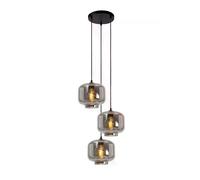 Suspension Lucide Medine verre gris Ø35 3xE27 40W IP20