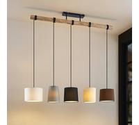 Suspension luminaire Amilia Lindby, dimmable, bois clair, Salon / Salle à manger, Bois, Moderne, Suspension en Tissu