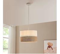 Suspension luminaire E27 60W max abat-jour tissu blanc effet lin métal hauteur 157 cm éclairage salon chambre bureau