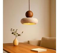 Suspension luminaire en travertin jaune naturel, Style Wabi-Sabi, lampe suspendue LED 3000K pour chambre, cuisine, salle à manger, éclairage intérieur (A)