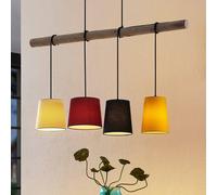 Suspension luminaire Hinai Lindby, dimmable, bois clair, Salon / Salle à manger, Textile / Tissu / Soie, Scandinave, Suspension