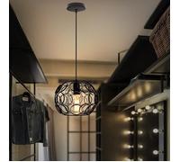 Suspension Luminaire Industrielle en Métal E27 Plafonnier Lustre - WOTTES - Noir - Fer Forgé - Extérieur