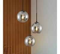 Suspension luminaire Jurian Lindby, dimmable, gris, Salon / Salle à manger, Verre, Moderne, Suspension