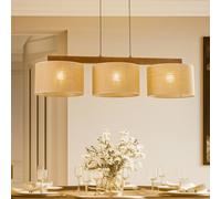 Suspension luminaire Juta TK Lighting, dimmable, bois clair, Salon / Salle à manger, Textile / Tissu / Soie, Suspension en Tissu