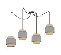 Suspension luminaire Light-Home LH - Boho Spider - 4 lumières - Gris et Jute
