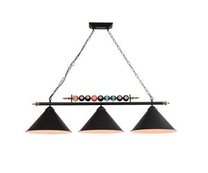 Suspension Luminaire Pour Table De Billard Lampe De Billard Suspendue 120CM 3 Abat-jour En Métal Noir Mat Lustre Vintage De Style Industriel Pour Table De Snooker, Îlot De Cuisine, Table À Manger