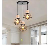 Suspension Luminaire Vintage MOGOD - Lampe Disque Noir - 3 Douilles - Industriel Plafonnier pour Couloir Salon