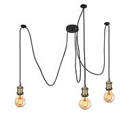 Suspension luminaire Vintage Style Industriel Moderne E27 Support de Lampe Douille Avec de 2M Câble Tressé,Bras multi- Design Lustre Araignée pour Salon Chambre Cuisine Restaurant Bar-Bronze (3 Bras)